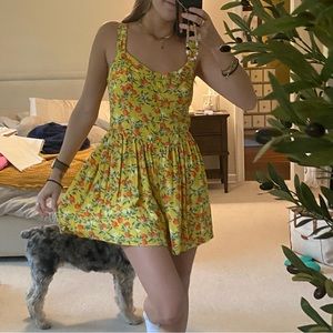 Yellow Romper with Orange pattern